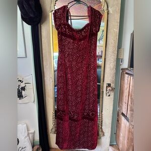 Victoria Royal NWT Vintage Red Velvet Beaded Gown MOB